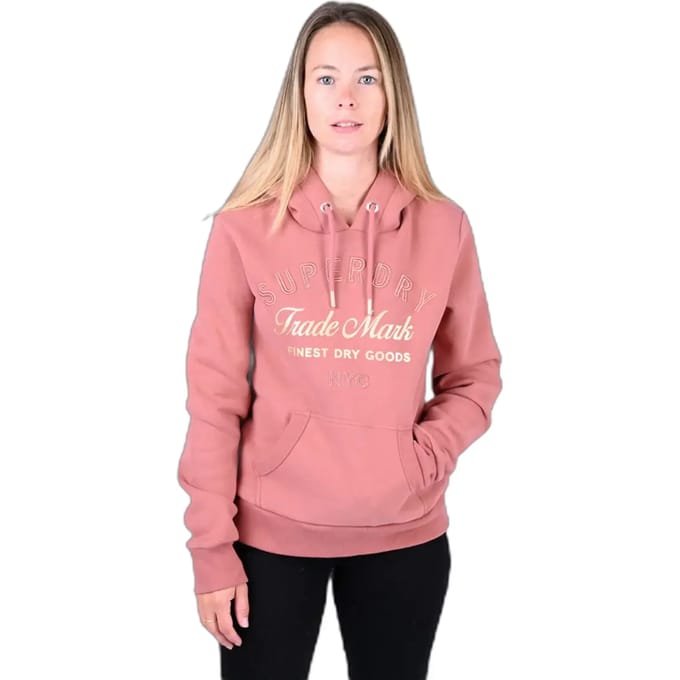 Superdry Luxe Metallic Logo Hoodie Roze S Vrouw