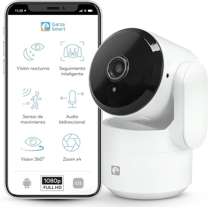 Binnenbewakingscamera - IP Camera - Huisbeveiliging - 360 Graden Zicht - 1080p HD - Wit