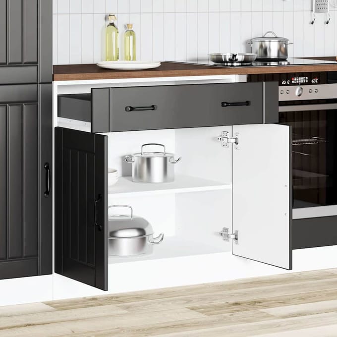 vidaXL - Onderkast - Lucca - bewerkt - hout - zwart