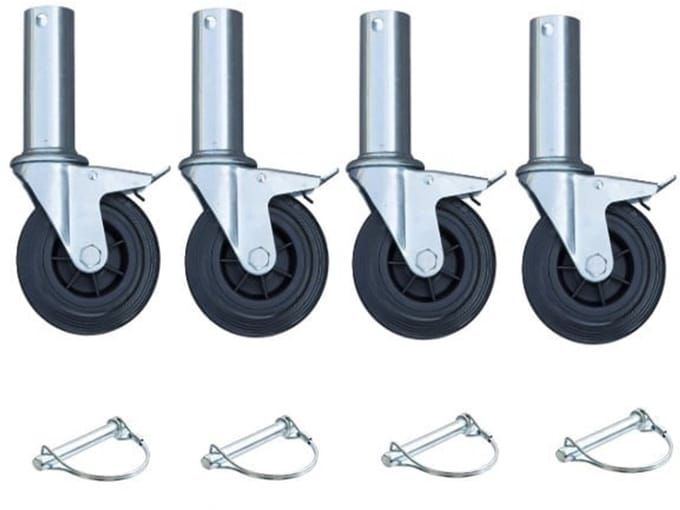 Set van 4 stuks rubberen steigerwielen - 125mm - 120 kg