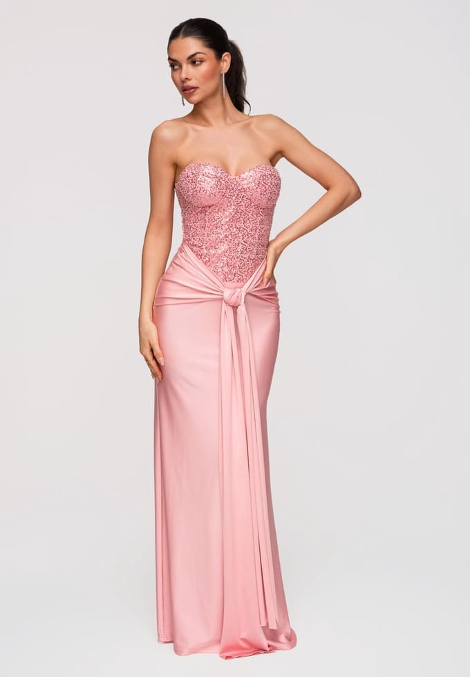 LARICA Jurk - Slim Fit - Rits - Effen Roze M