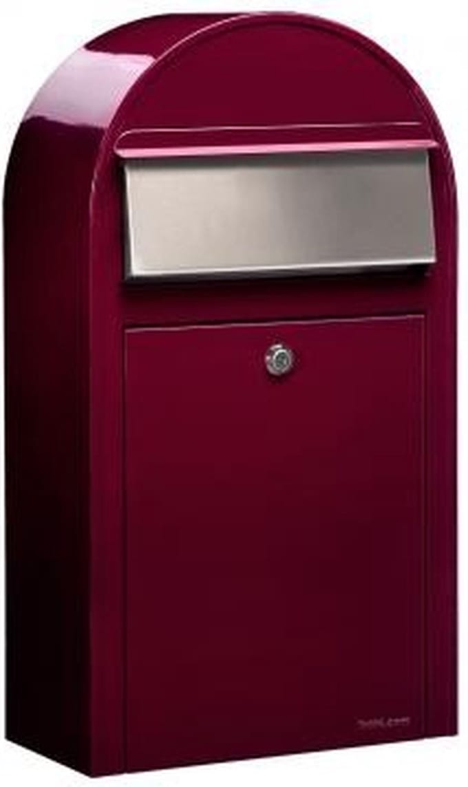 Brievenbus Bobi Grande S (Slim) Bordeaux Rood / RVS Klep