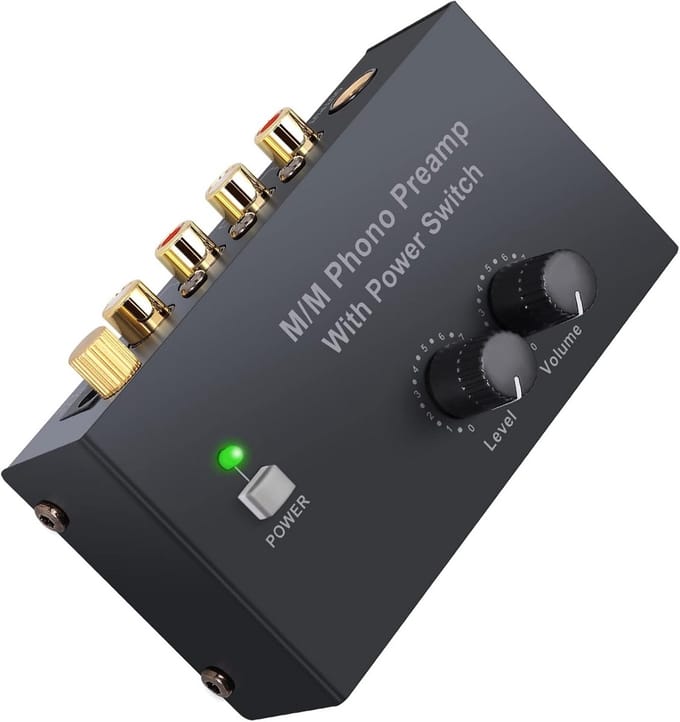 Mini Phono Voorversterker Stereo Met Volumeregeling - Laag Ruis, RCA In/Uit