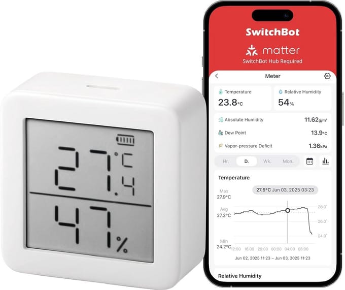 Digitale Binnen Thermometer en Hygrometer met Bluetooth App Connectiviteit