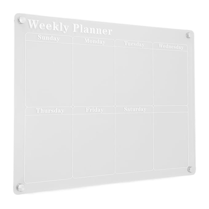 Planningbord Schemabord Helder Acryl Herbruikbaar Schrijfbord met Magneet en Whiteboard Marker/Wisser voor Koelkast white