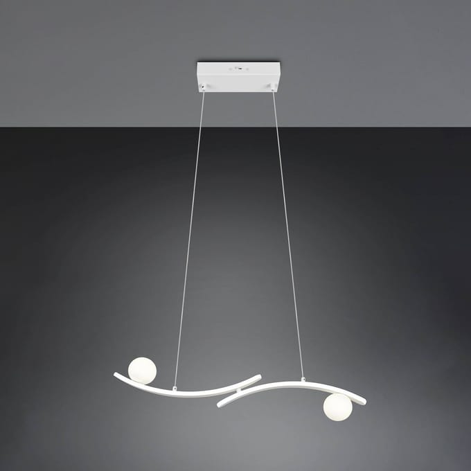 Trio Lighting LED hanglamp Napoli, mat wit, lengte 82 cm, metaal, CCT