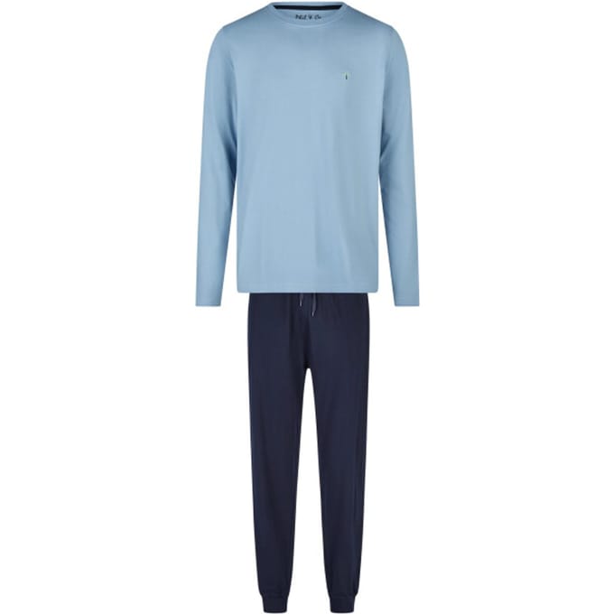 Phil & Co Heren Lange Pyjama Set Blauw - Maat L