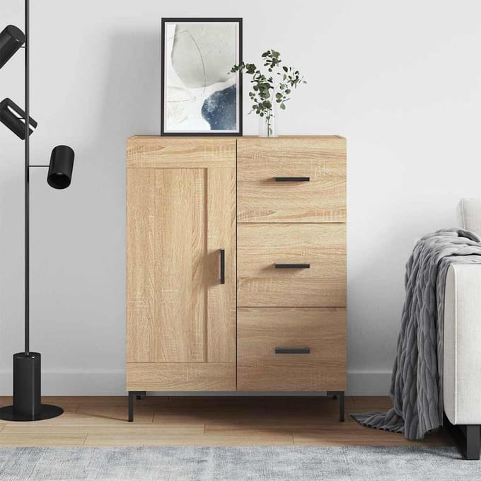 vidaXL - Dressoir - 69,5x34x90 - cm - bewerkt - hout - sonoma - eikenkleurig