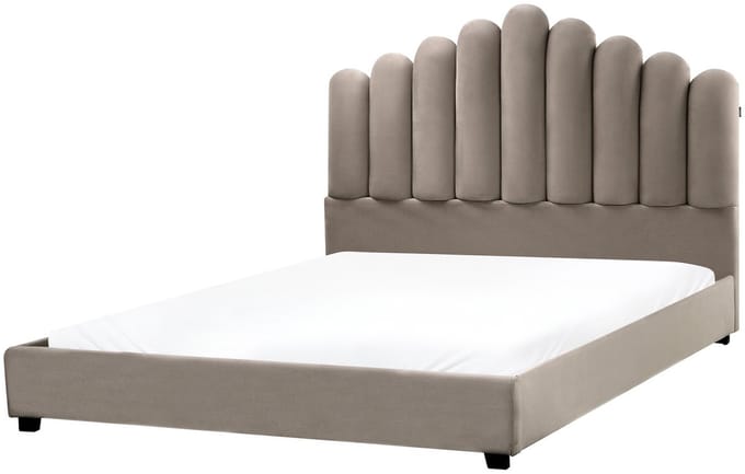 VINCENNES - Bed - Taupe - 160 x 200 cm - Fluweel