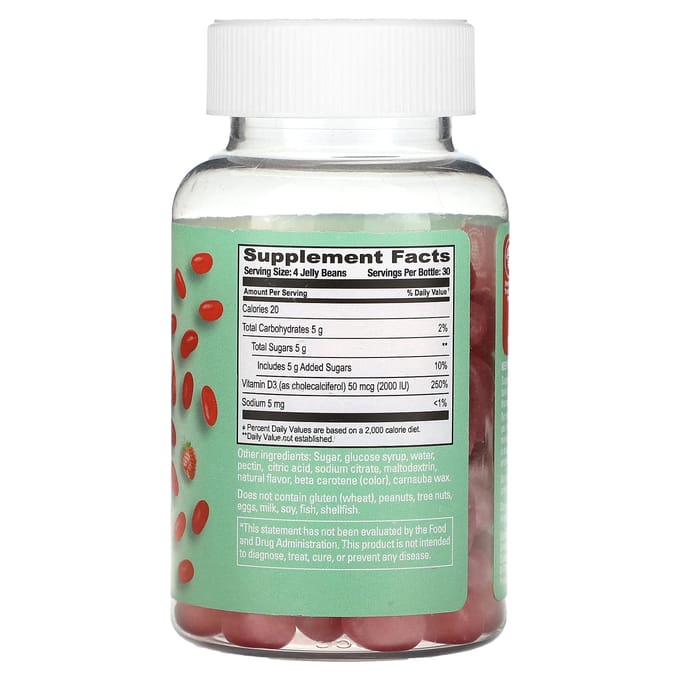 Human Beanz, Gélule Vitamine D3, Fraise Explosive, 120 Gélules