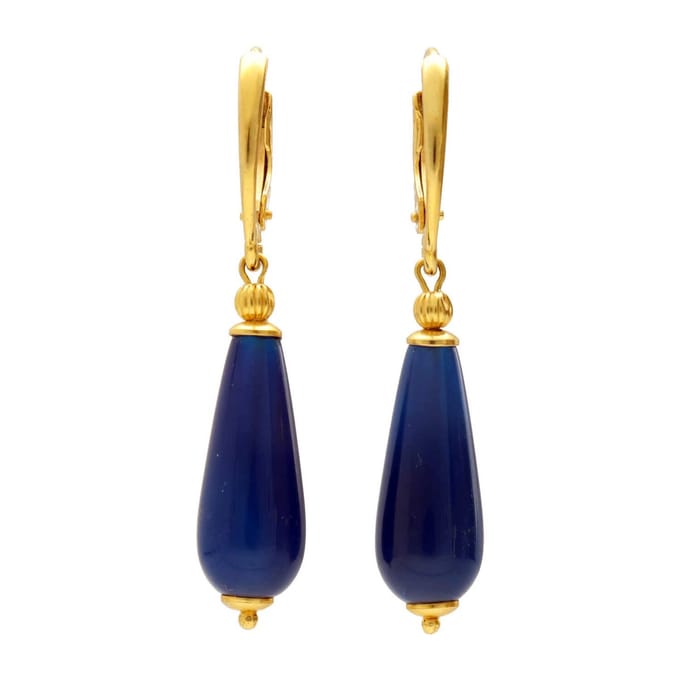 Bela Donaco - Oorbellen Blue Jeans – Jade – 24K verguld Sterling Zilver