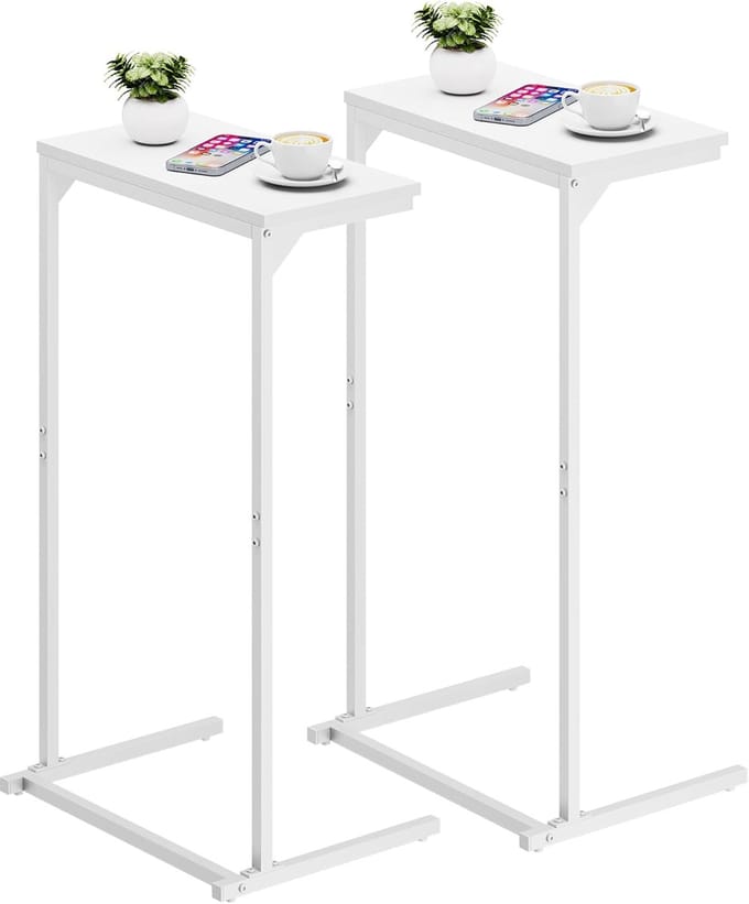 Set van 2 C-vormige bijzettafels 73cm hoog voor bank en bed