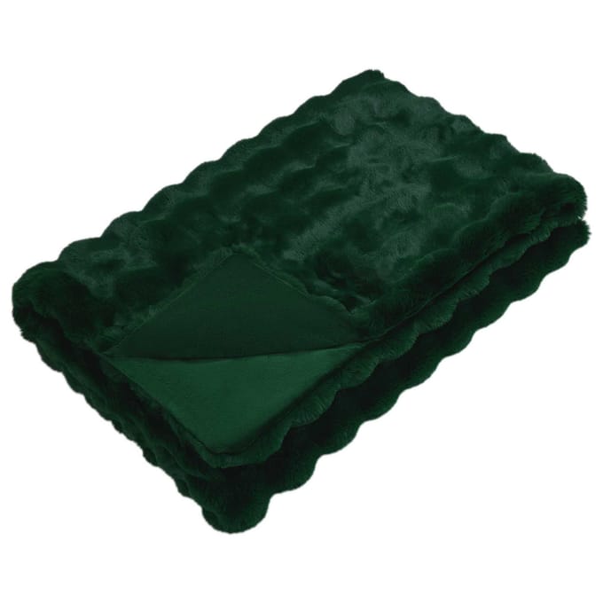 vidaXL - Antislip - deken - van - imitatie - konijnenbont - Olite - Donkergroen