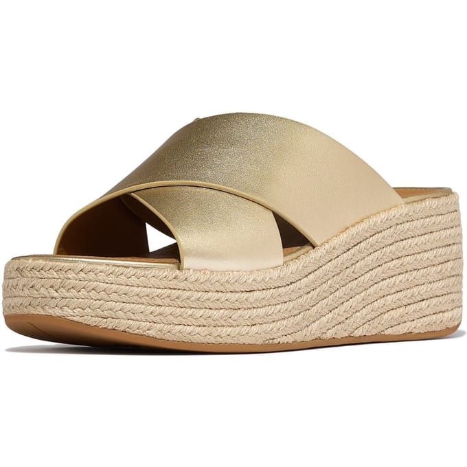 FitFlop Platfforms espadrille leather wedge cross slides