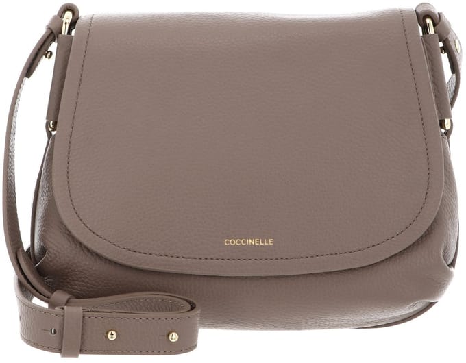 COCCINELLE Leren schoudertas Rebekka Handbag Grained Leather Warm Taupe