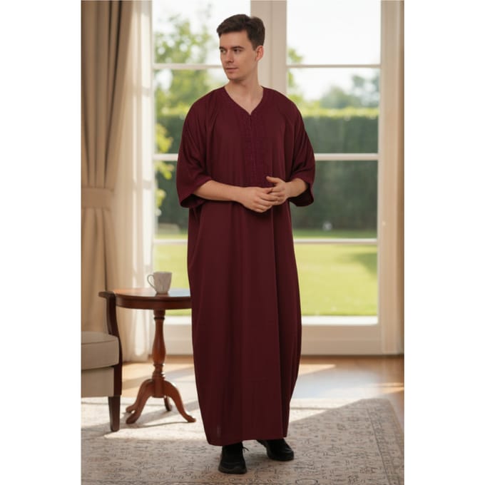 Heren rode Marokkaanse Thobe Jubba Robe Eid Djellaba Gandoura LFS - HM62