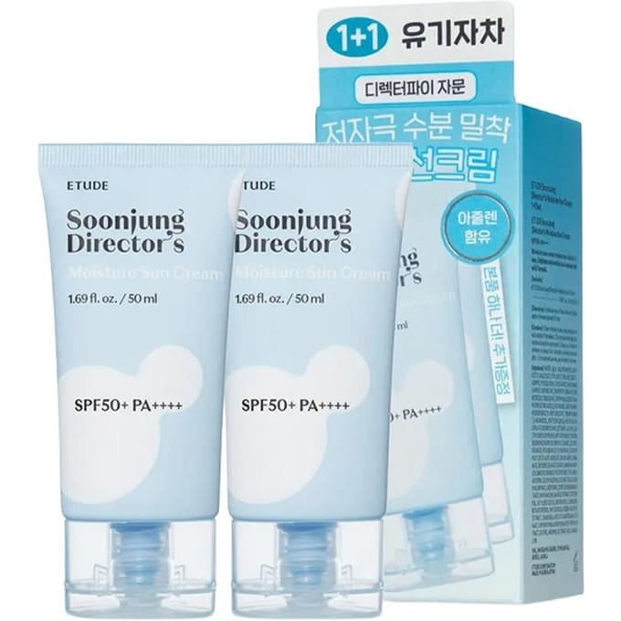 [ETUDE] SoonJung Crème Solaire Hydratante Director's Double Set SPF 50+ PA++++ 50ml+50ml white