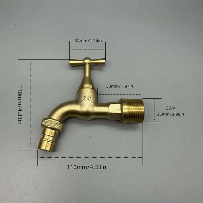 Messing tapkraan 3/4 inch - kraan voor houten regenton