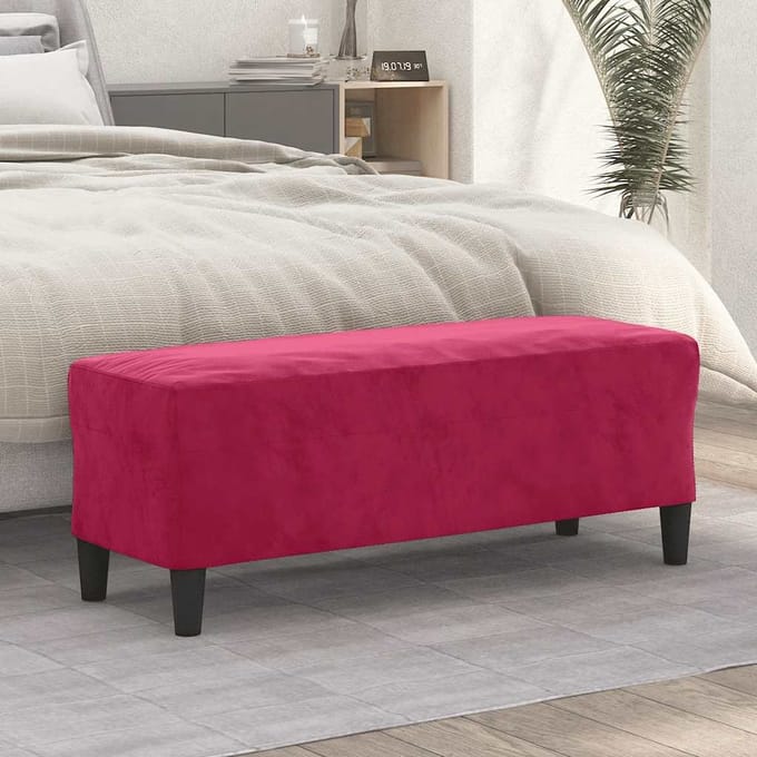 vidaXL - Bankje - 100x35x41 - cm - fluweel - wijnrood