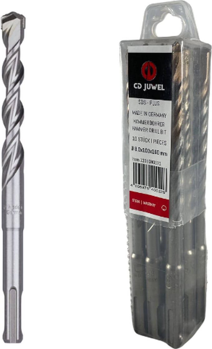 betonboor 5mm lengte 160mm SDS+ 2 snijder (10 stuks)