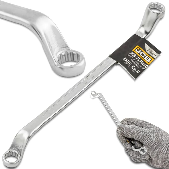 JCB - Ringsleutel - 8x10mm - 12-kant Profiel - 75° Gebogen
