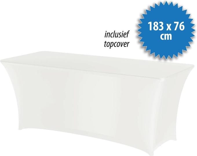 Tafelrok Stretch 183 bij 76 cm, kleur wit