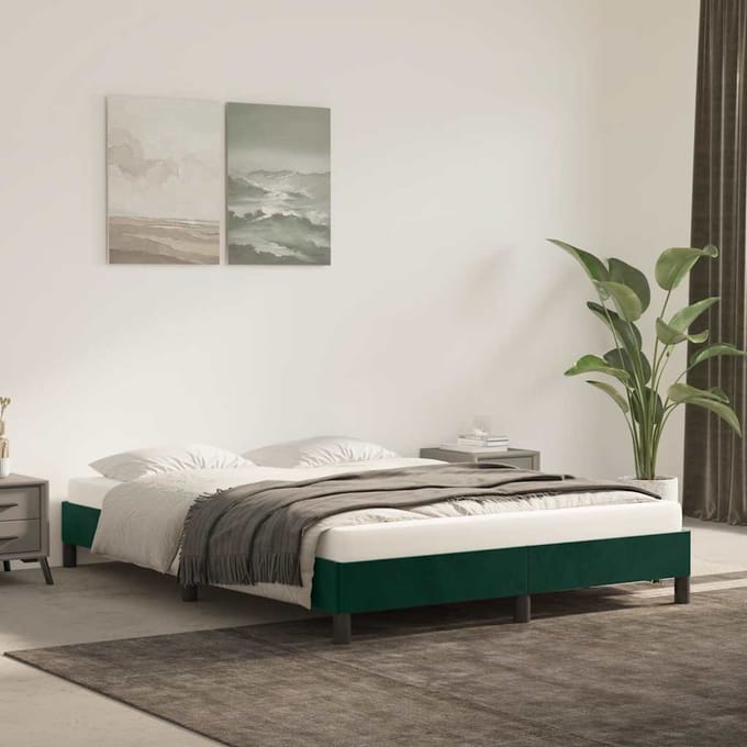 vidaXL - Bedframe - zonder - matras - 140x190 - cm - fluweel - donkergroen