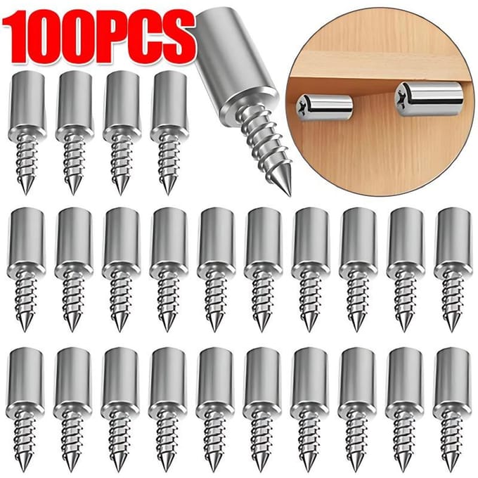 100 stuks zelftappende schroef laagplaathouder kledingkast septumbeugels vaste schroef planksteun pennen met antislip huls 100pcs