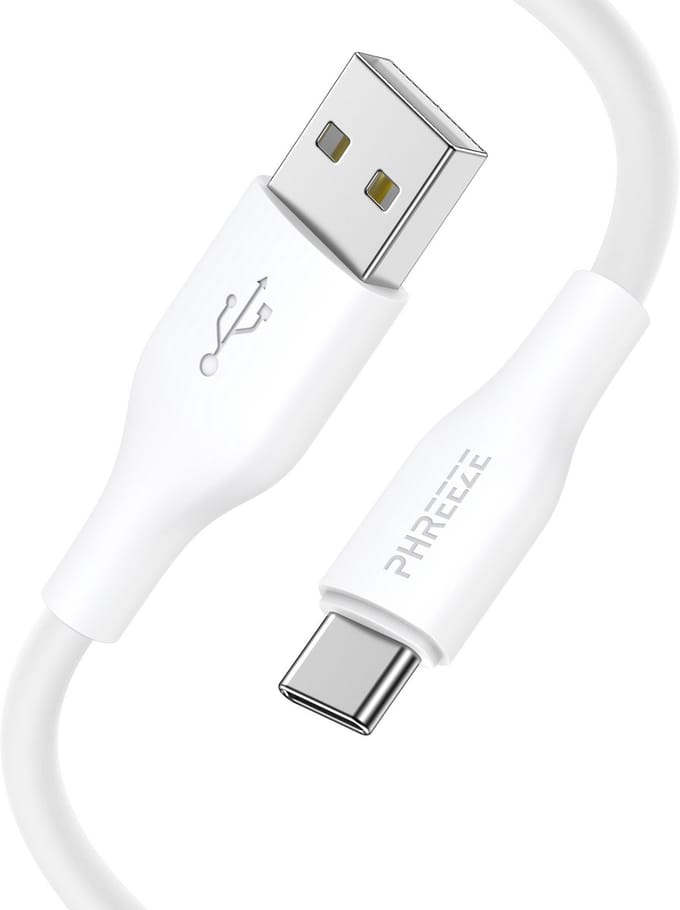 Usb A naar usb C kabel 1m - Soepel tpe - Oplaadkabel usb C - Usb usb C kabel - Wit - Phreeze