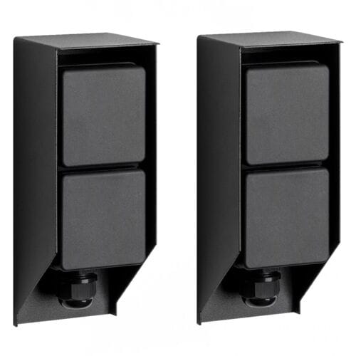 KS Verlichting Set van 2 Tuinstopcontact Double Wall Buitenstopcontact Zwart