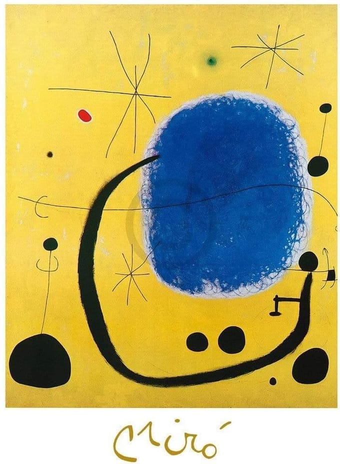 Kunstdruk Joan Miro - L'oro dell'Azzurro 60x80cm