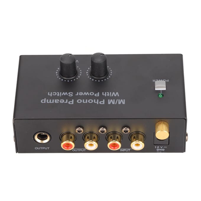PP500P Phono Voorversterker Professionele Geluidsarme Werking Platenspeler Voorversterker met DC 12V Adapter wit