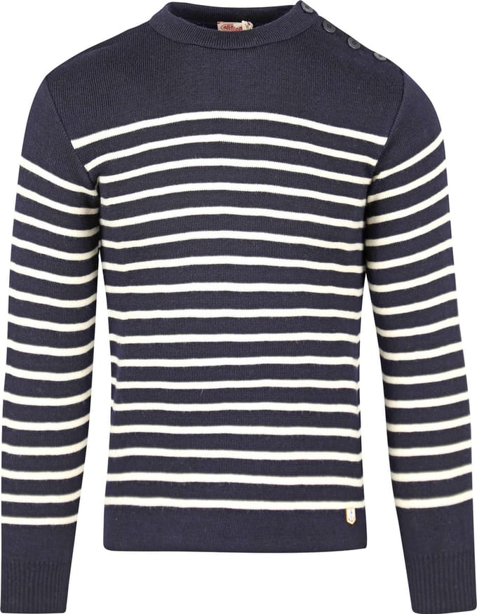 Armor-Lux Molène Trui Wol Strepen Navy - Maat XL - Heren