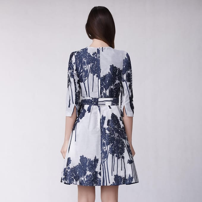 Fit-and-flare cocktailjurk met geborduurd patroon