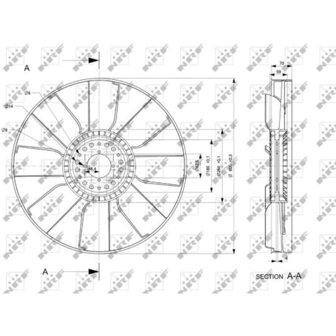 Ventilatorwiel, motorkoeling NRF 49807