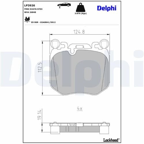 Remblokset, schijfrem DELPHI LP3926
