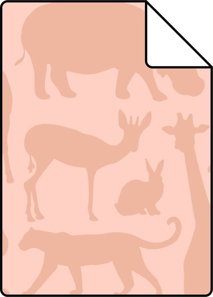 Proefstaal ESTAhome behang dieren terracotta roze - 26.5 x 21 cm - 139789-S