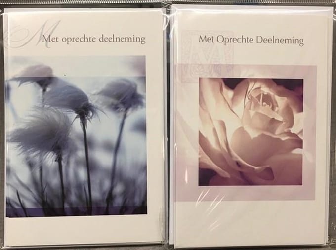 5 om 5 Condoleance wenskaarten - Oprechte Deelneming