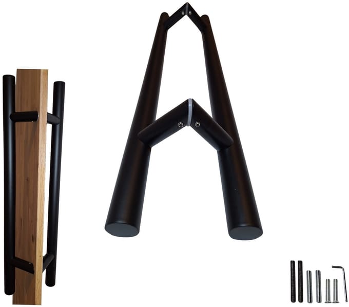 Hoexs Deurgreep Zwart - 60 cm – Set van 2 – 45° - RVS – Hartafstand 40 cm
