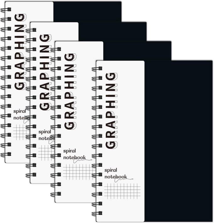 A5 Grid Hardcover Notebook Spiraalgebonden - 4 Stuks 120 Pagina's 100 GSM Dik