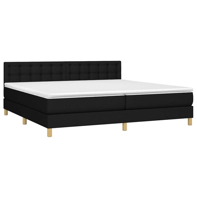 vidaXL - Boxspring - met - matras - en - LED - stof - zwart - 200x200 - cm