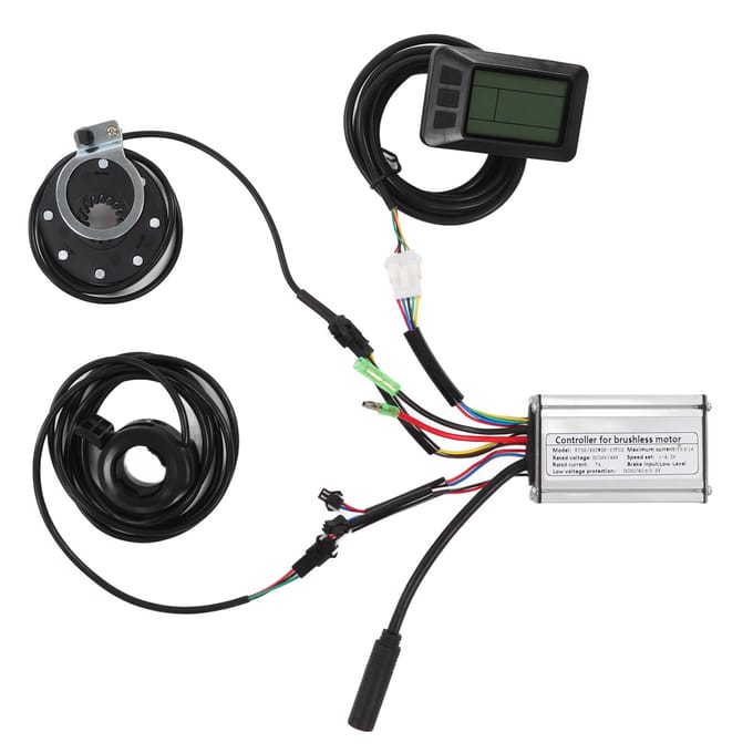 36V48V 250W 15A Fiets Borstelloze Motor Blokgolf Controller Kit met LCD7U Paneel 130X Duimgas black