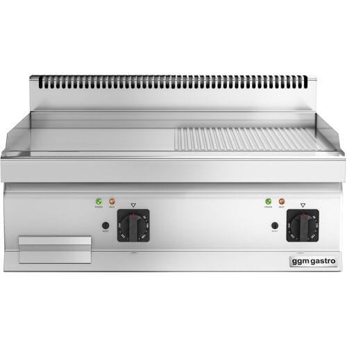 GGM Gastro Elektro Bratplatte - 9 kW - Glatt & Gerillt Zilver