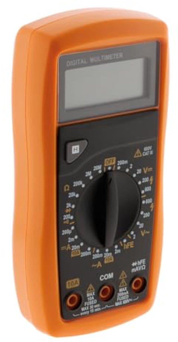 Schokbestendige Multimeter 17 Bereiken - Duidelijk LCD Scherm - Automatische Uitschakeling - Met Accessoires - Oranje