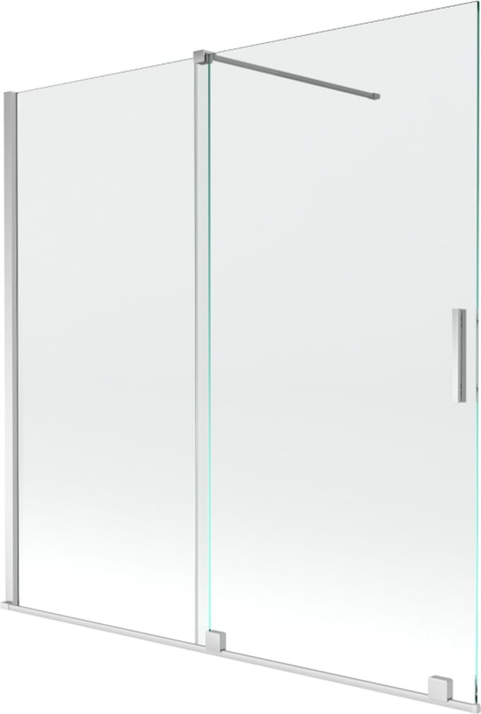 Mexen Velar badwand vouwdeur 2-panelen schuifbaar 160 x 150 , transparant, chroom - 896-160-000-01-01