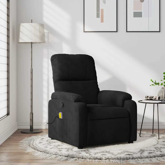 vidaXL - Massagestoel - van - zwarte - microvezelstof