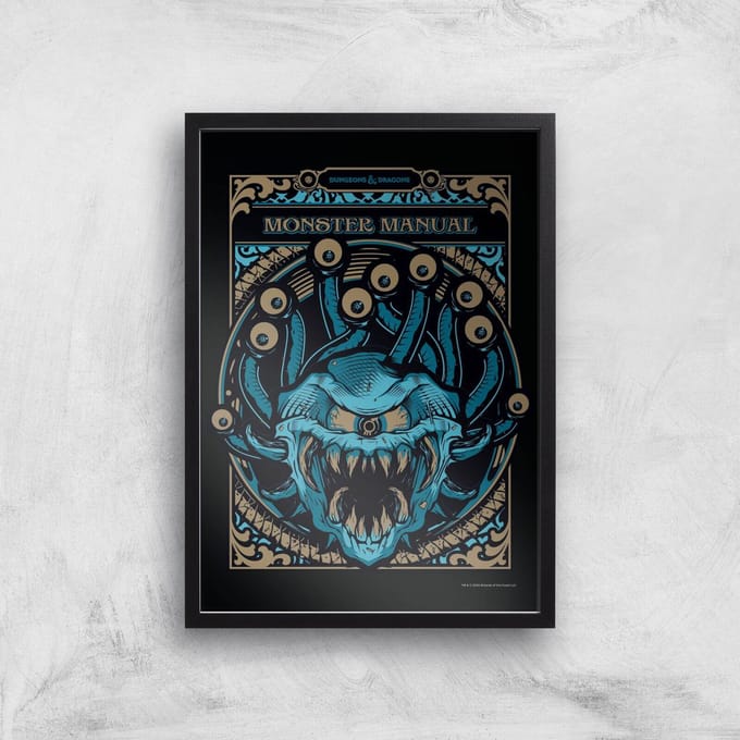 Dungeons & Dragons Monster Manual Giclee Art Print - A4 - Black Frame