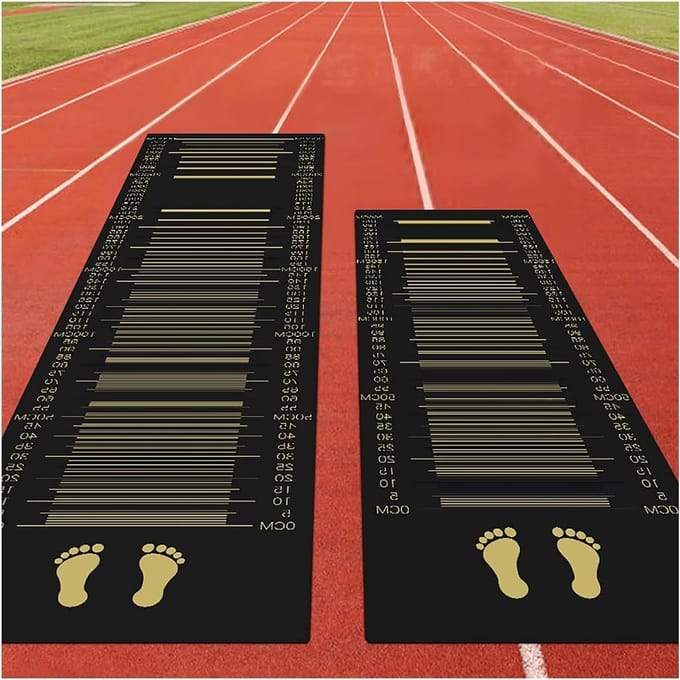 Verspringmat - Springmat Oefenmat - Springvaardigheid Meten - Antislip Ontwerp - 2.47x0.9m & 3.38x0.9m - Zwart