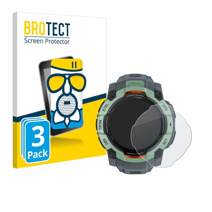 BROTECT - Screenprotector voor Garmin Instinct 3 AMOLED (50 mm) - Folie Beschermfolie Beschermglas matte 3 Stuks