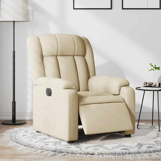 vidaXL - Fauteuil - verstelbaar - elektrisch - stof - crèmekleurig